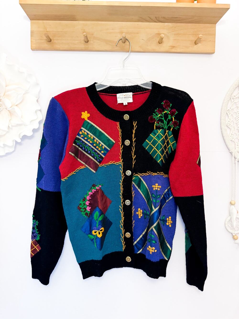 Vintage Susan Bristol Wool Blend Handknit Sweater Size Small